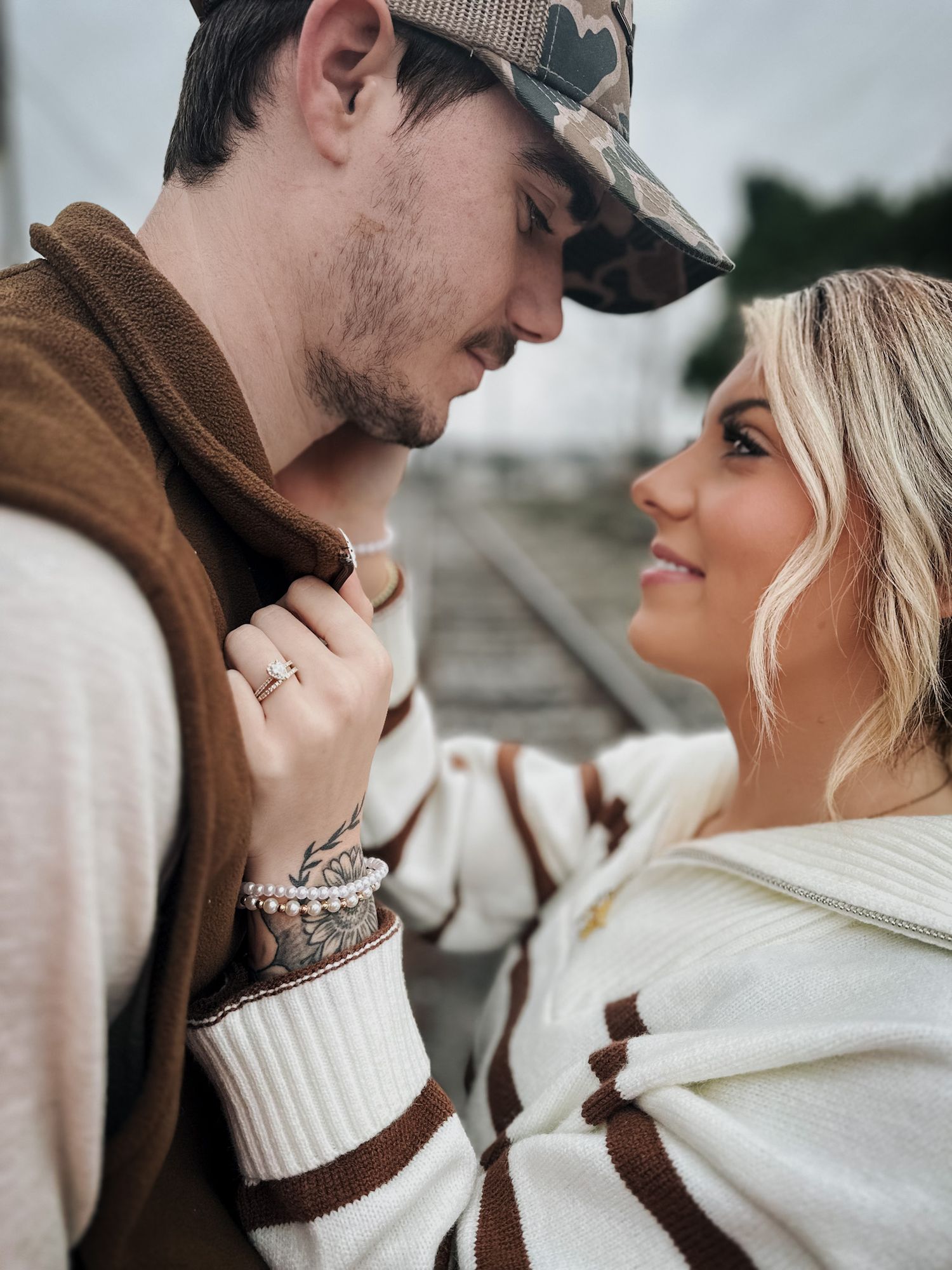 Moody engagement session outdoors