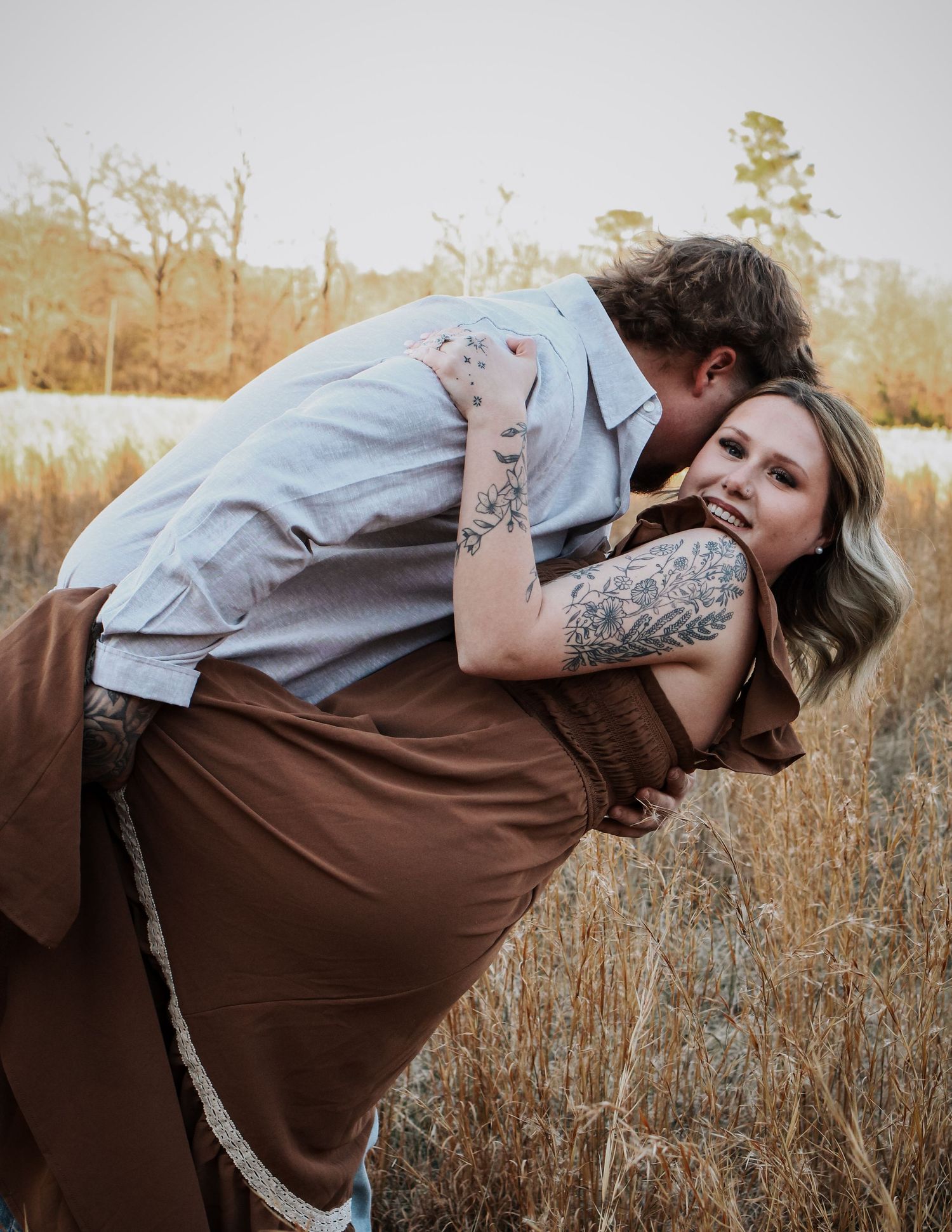 Engagement session capturing genuine connection