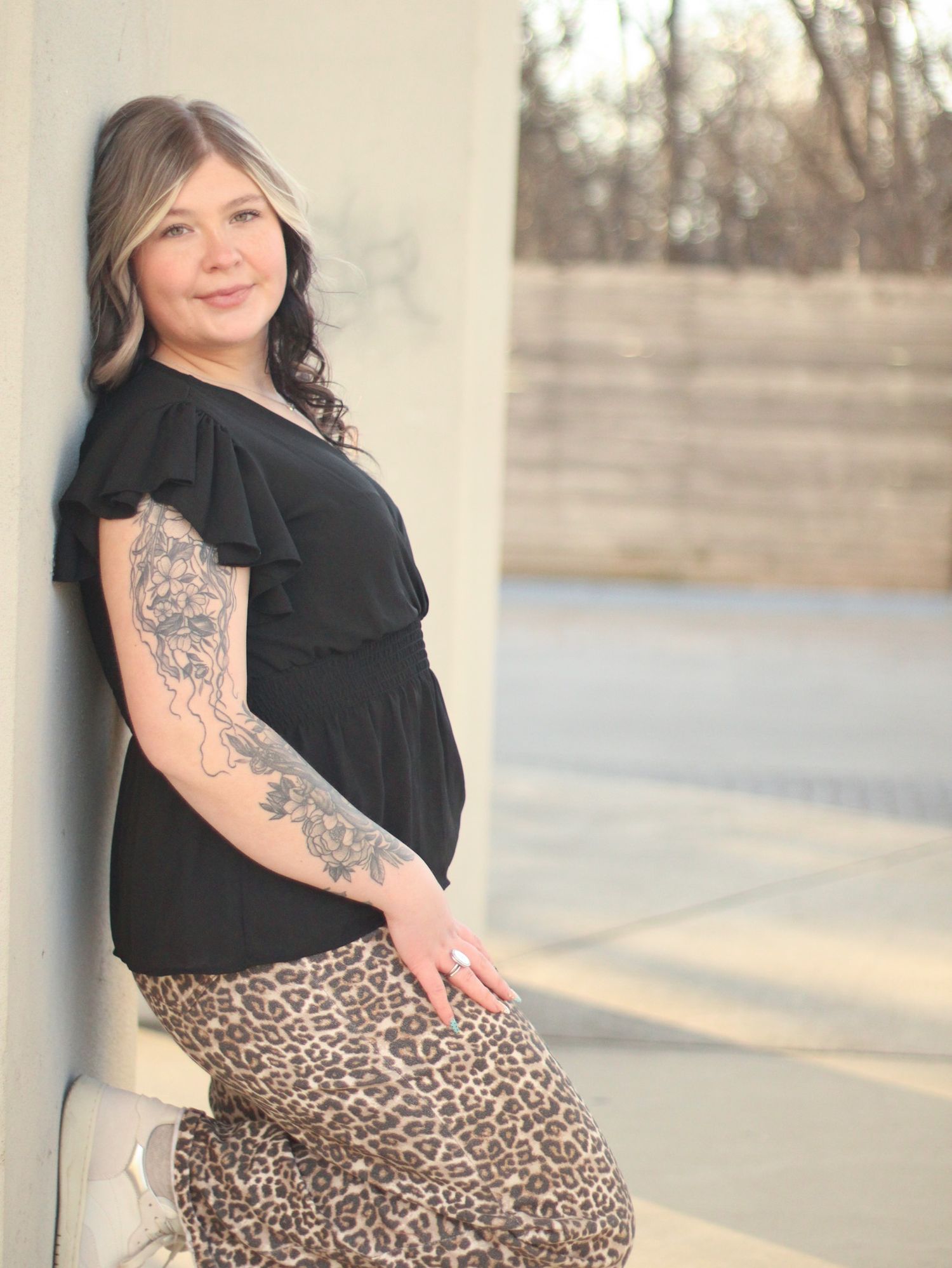 Senior session with warm natural tones